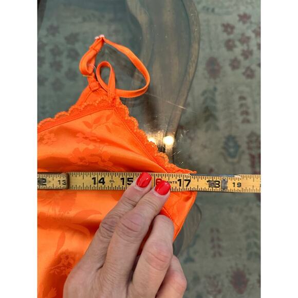 Miss Selfridge Women's Orange Satin Jacquard Strap Back Maxi Slip Dress Size 4 - Picture 9 of 12